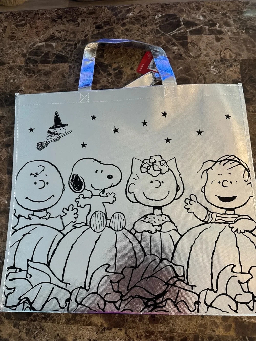 Snoopy Halloween Reusable Tote Bag in silver